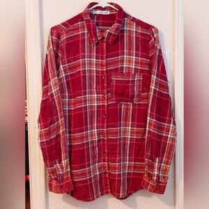 Maurices Red and White Plaid Women's Button Down Shirt